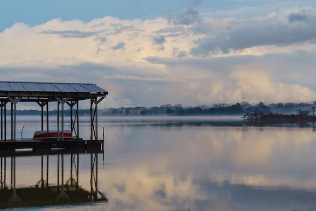 view of dock featuring a water view