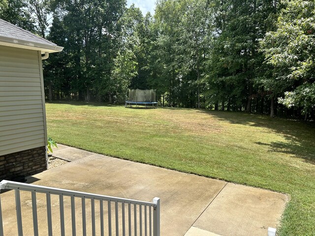 view of yard featuring a patio and a trampoline