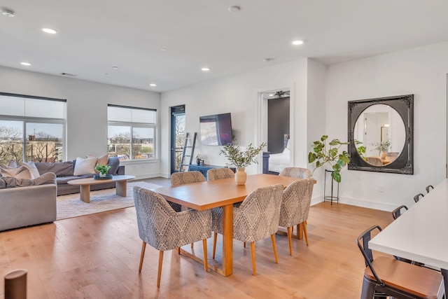 dining room with light hardwood / wood-style flooring