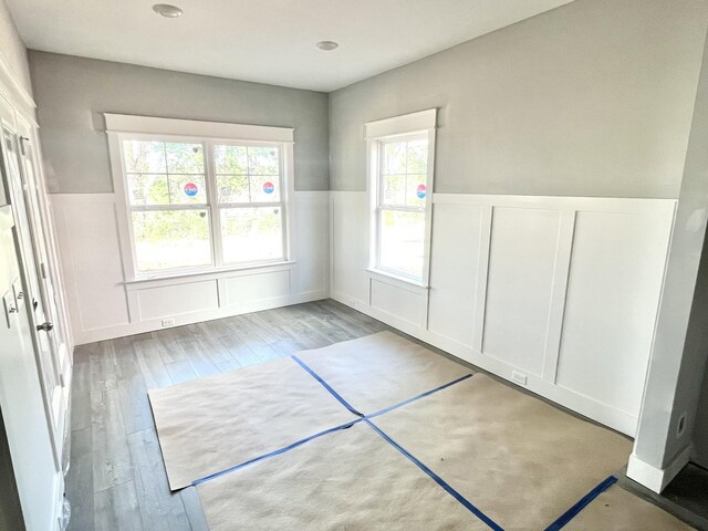 interior space with light hardwood / wood-style flooring