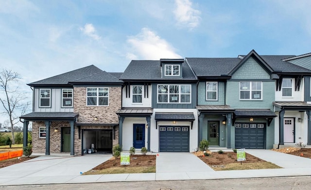 view of front of property with a garage