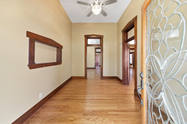 corridor featuring light wood-type flooring