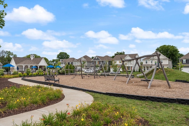 view of play area featuring a yard