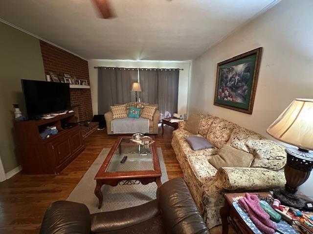 living room with hardwood / wood-style floors