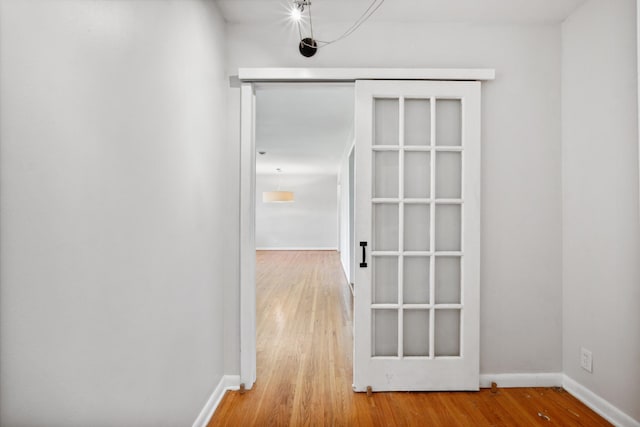 hallway with hardwood / wood-style flooring