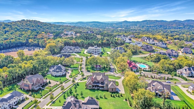 aerial view with a mountain view