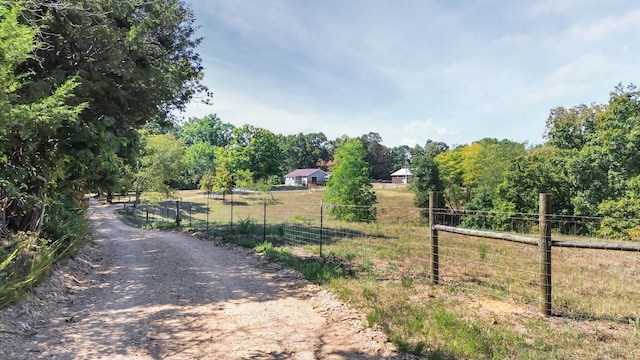 view of street with a rural view