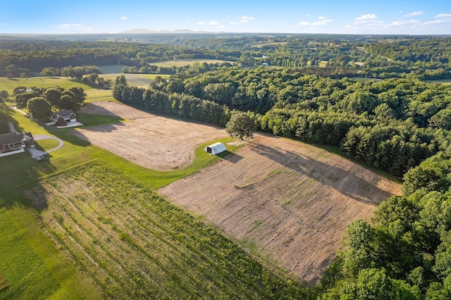 birds eye view of property with a rural view