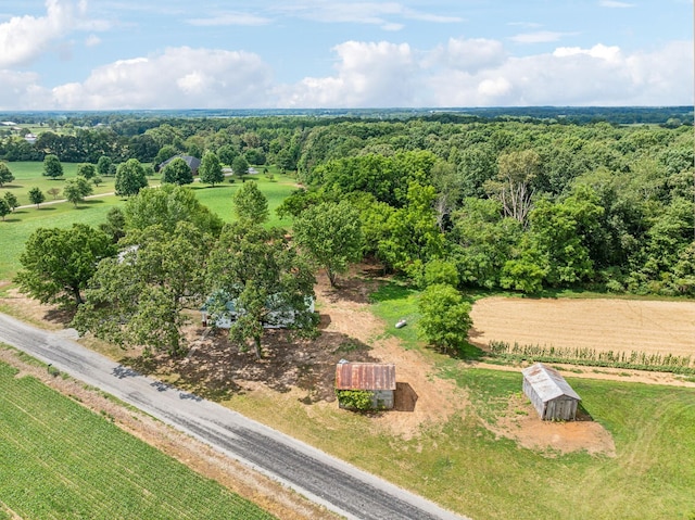 birds eye view of property featuring a rural view