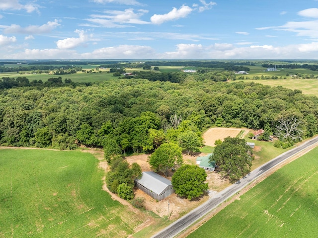 birds eye view of property with a rural view