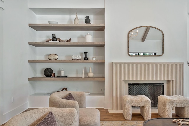 living area featuring light hardwood / wood-style flooring