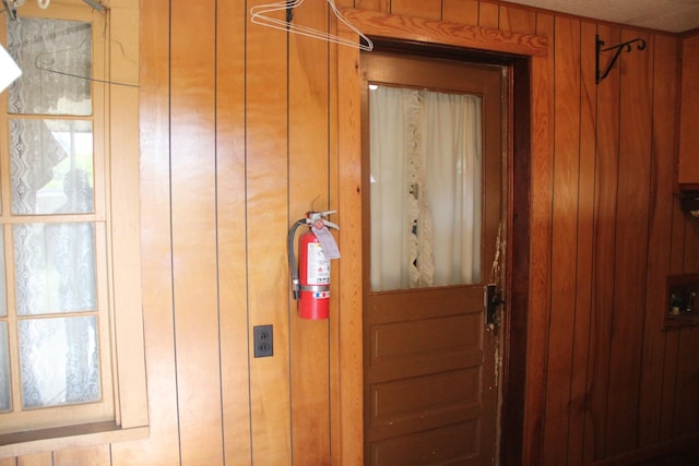 interior space with wooden walls