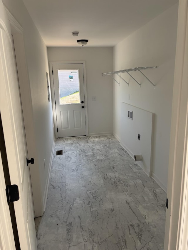 2065 Collier Rd, Lewisburg, TN 37091 - clothes washing area with light marble finish floors, baseboards, and washer hookup