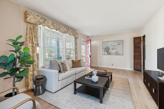 living room featuring light hardwood / wood-style floors