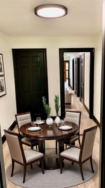 dining room with light hardwood / wood-style flooring