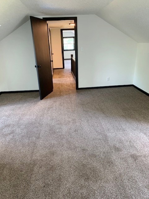 bonus room featuring a textured ceiling and lofted ceiling