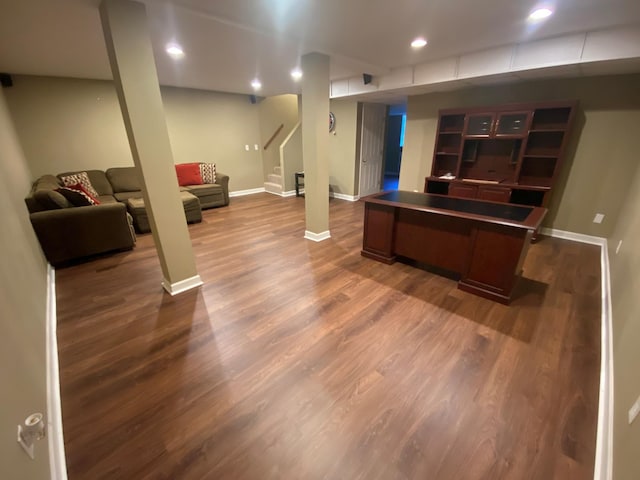 interior space with hardwood / wood-style floors