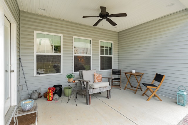 view of patio / terrace with ceiling fan