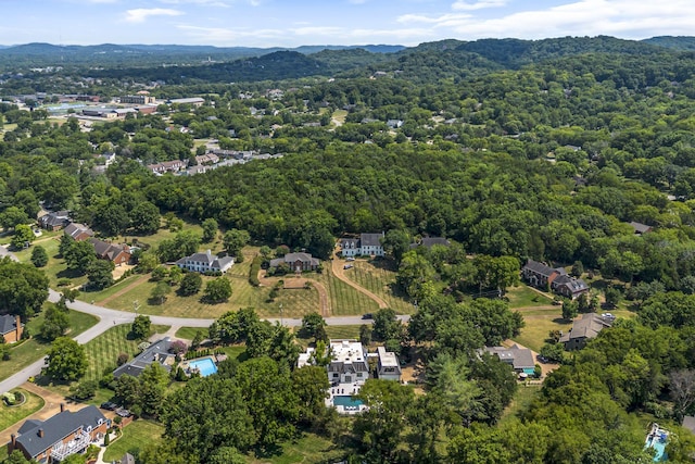 birds eye view of property with a mountain view