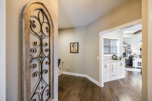 entryway with dark hardwood / wood-style floors