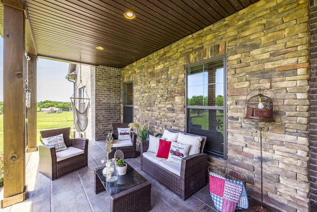 view of patio featuring an outdoor hangout area