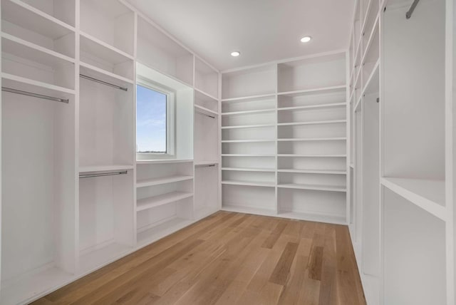 spacious closet featuring light wood-type flooring