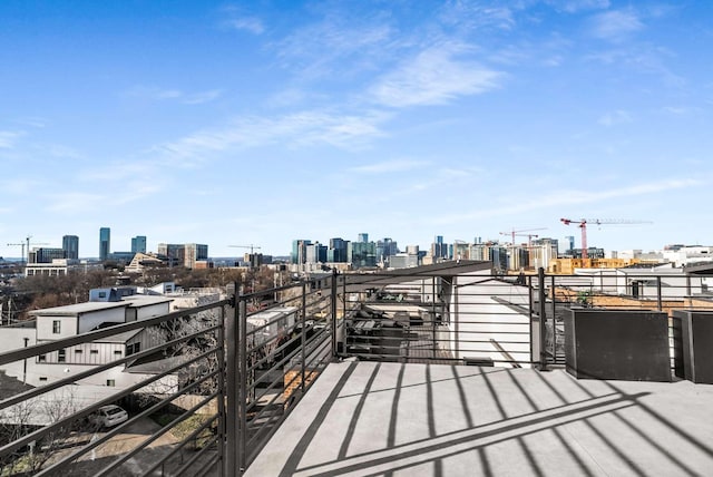 deck featuring a view of city