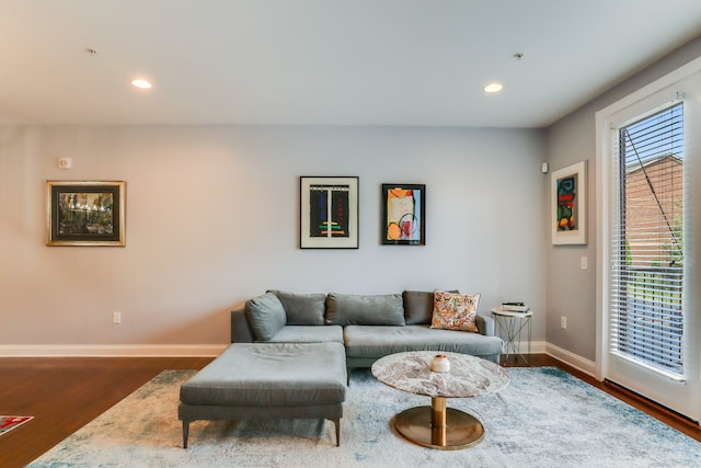 living room featuring dark hardwood / wood-style floors