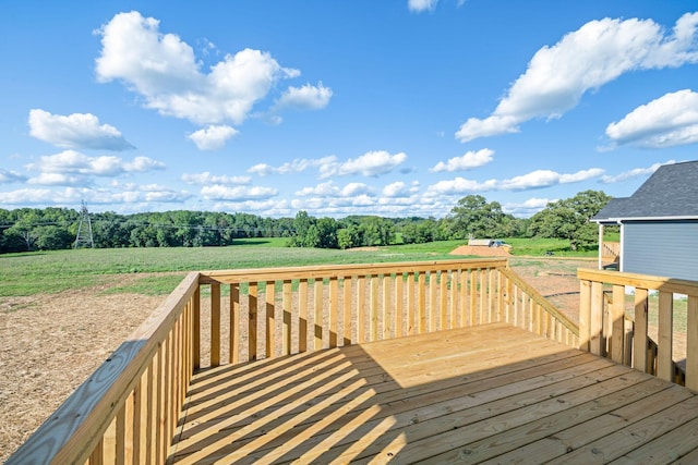 wooden terrace with a rural view