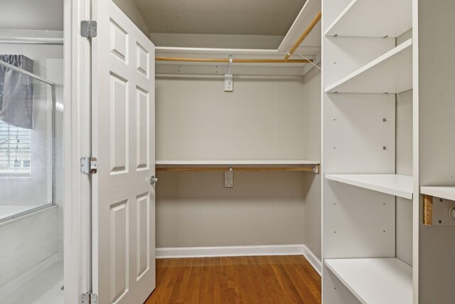 spacious closet featuring hardwood / wood-style flooring