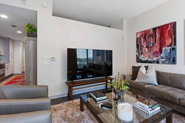 living room featuring wood-type flooring