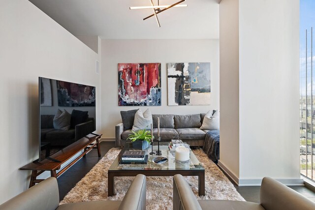 living room featuring dark hardwood / wood-style flooring