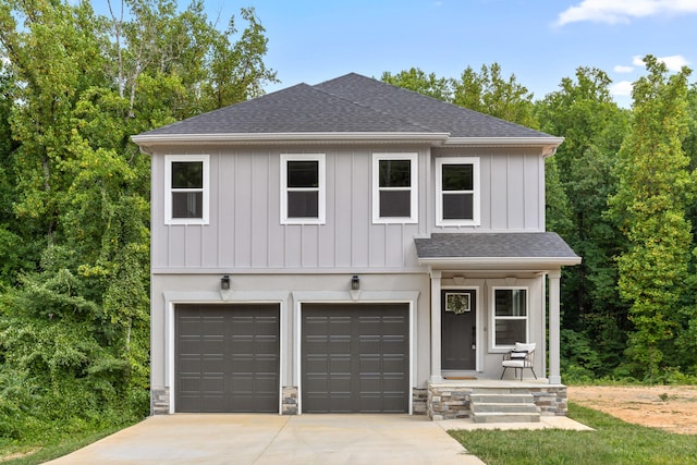 view of front of house with a garage