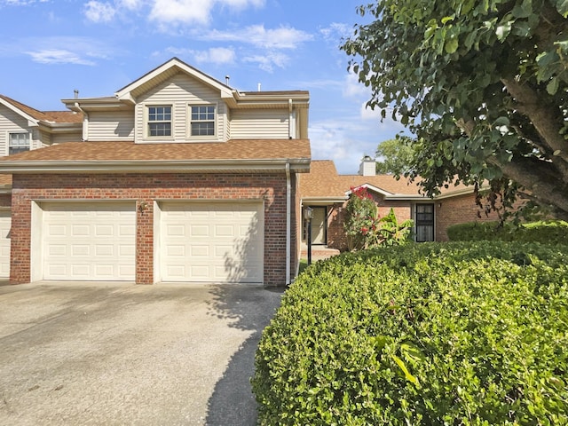 front facade with a garage