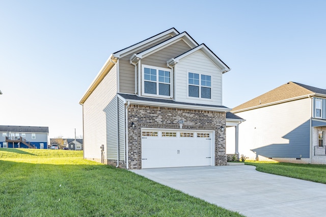 view of front facade featuring a garage and a front yard