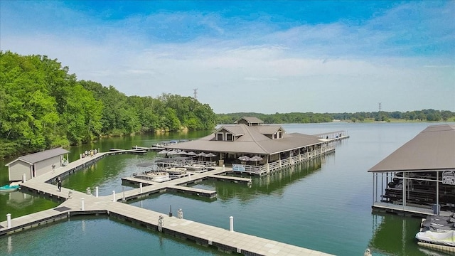 view of dock featuring a water view