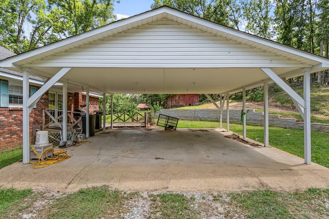 view of parking with a carport