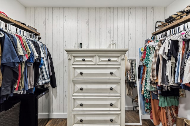 walk in closet featuring dark hardwood / wood-style flooring