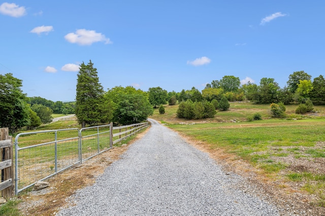 view of street with a rural view