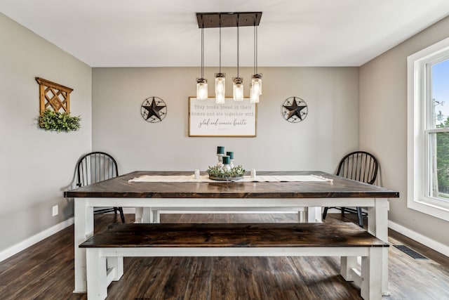 dining space featuring hardwood / wood-style flooring and plenty of natural light