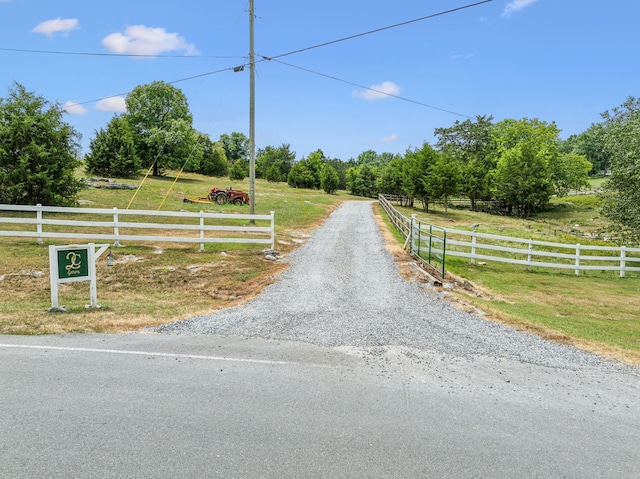 view of road featuring a rural view