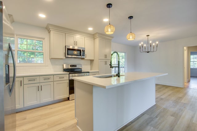 kitchen with stainless steel appliances, sink, and a wealth of natural light