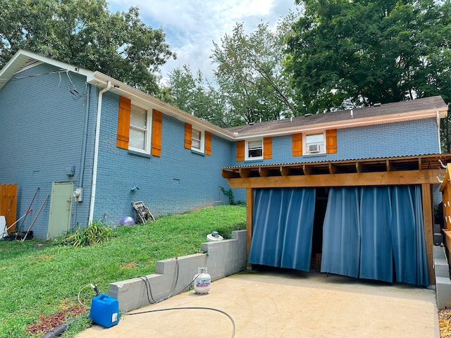 exterior space with a garage