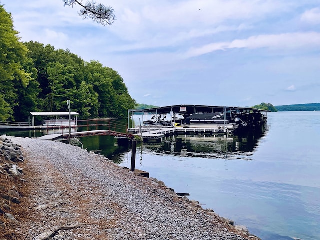 view of dock featuring a water view