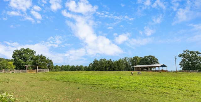 view of yard with a rural view