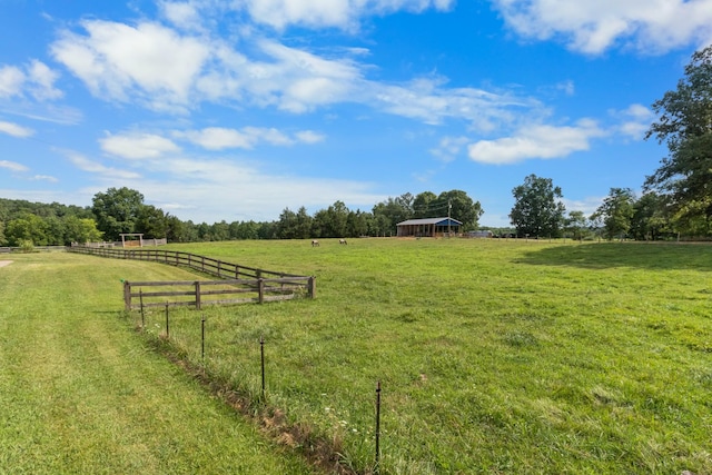 view of yard with a rural view