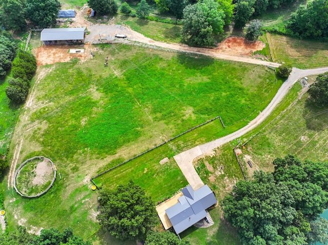 drone / aerial view with a rural view