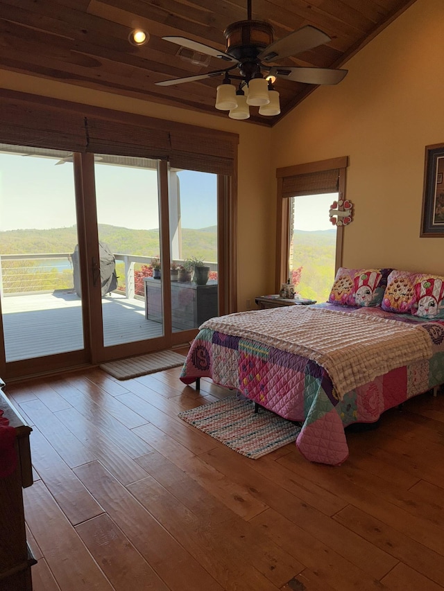 61 Brim Ln, Hilham, TN 38568 - bedroom with access to exterior, multiple windows, and hardwood / wood-style flooring