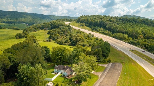 drone / aerial view with a rural view