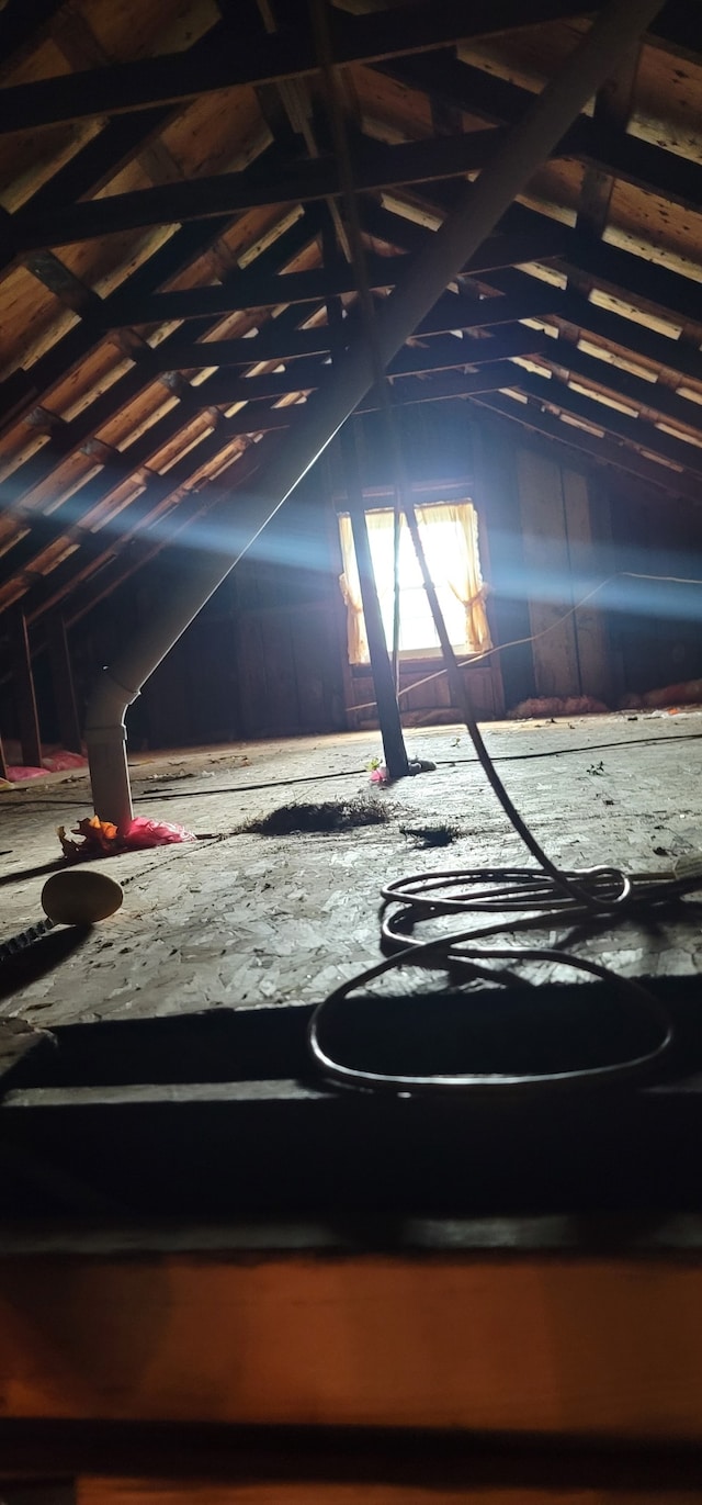 view of unfinished attic